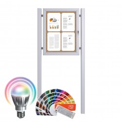 Free Standing LED-RAL Noticeboard with Baseplate - Cork 4 x DIN A4