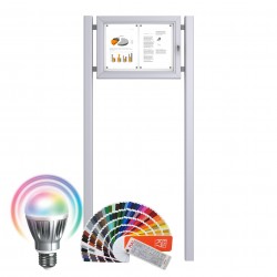 Free Standing LED-RAL Noticeboard with Baseplate - Magnetic 2 x DIN A4