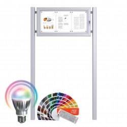 Free Standing LED-RAL Noticeboard with Baseplate - Magnetic 3 x DIN A4