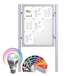 Free Standing LED-RAL Noticeboard with Baseplate - Magnetic 9 x DIN A4