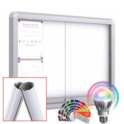 MAXI Schiebetüre LED-RAL Schaukästen mit Standpfosten - Magnetisch 10x DIN A4