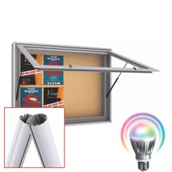 SUPER MAXI Free Standing LED Noticeboard with Baseplate - Cork 27 x DIN A4